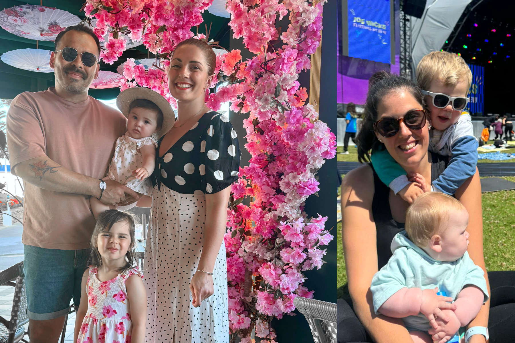 Derek Chapman, Service Manager at Vodafone UK, with his family (L); Rhiannon Evans, Service Manager at Vodafone UK, with her two children (R).